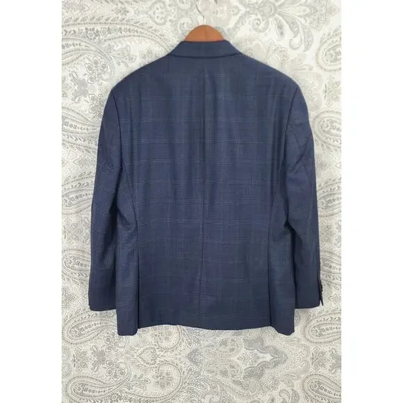 Michael Kors Men's wool navy blue plaid sports jacket 42S Formal Event wedding - Picture 2 of 13
